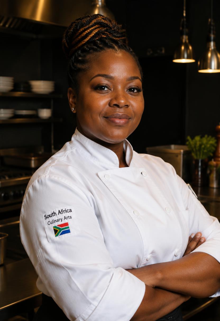 Chef in a white jacket standing in a professional kitchen